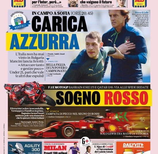 Gazzetta Dello Sport Front Page 100 Million Are Ready For Ibra Tomori And Vlahovic