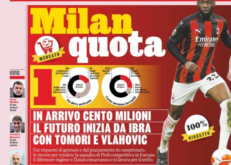 Gazzetta Dello Sport 100 Million To Spend On Ibrahimovic Tomori And Vlahovic