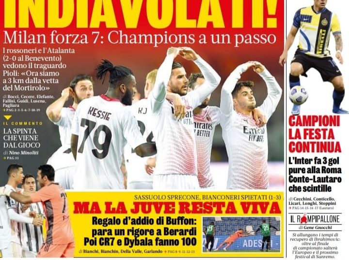 Gazzetta front page: Torino crumbles against Milan’s force