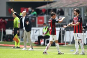 Sandro Tonali and Ismael Bennacer of AC Milan
