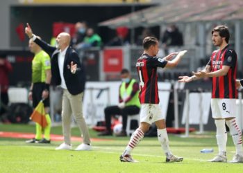 Sandro Tonali and Ismael Bennacer of AC Milan