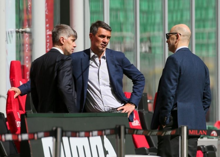 Massara, Maldini and Gazidis of AC Milan