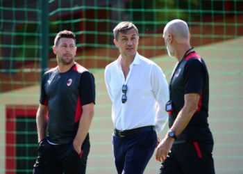Paolo Maldini, Stefano Pioli, and Daniele Bonera of AC Milan