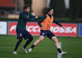 AC Milan's Sandro Tonali and Manuel Locatelli