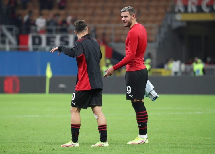 Brahim Diaz and Theo Hernandez of AC Milan
