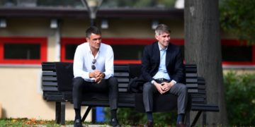 AC Milan managers Paolo Maldini and Frederic Massara