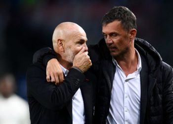 Stefano Pioli and Paolo Maldini of AC Milan