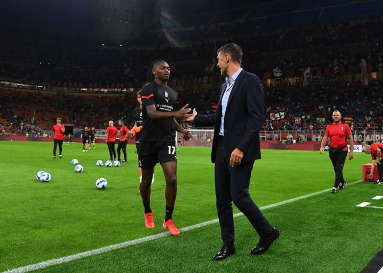 Rafael Leao and Paolo Maldini of AC Milan