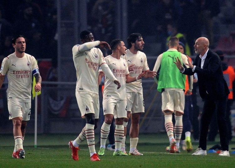 Pioli and the AC Milan players