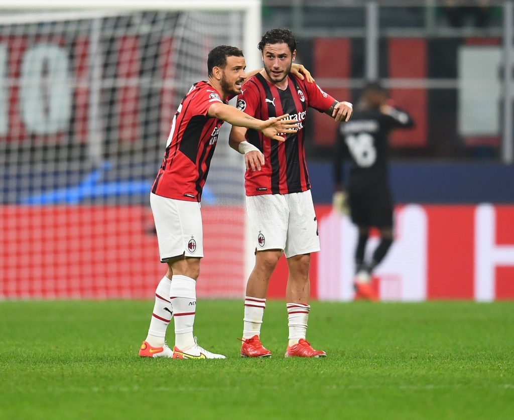 Alessandro Florenzi and Davide Calabria of AC Milan