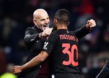 Messias and Pioli of AC Milan