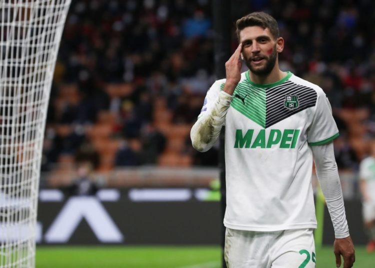 Berardi of Sassuolo during a match vs AC Milan