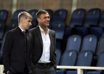 Paolo Maldini and Frederic Massara of AC Milan