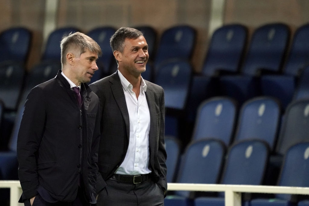 Paolo Maldini and Frederic Massara of AC Milan