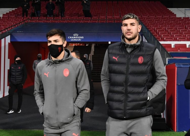 Theo Hernandez and Brahim Diaz of AC Milan