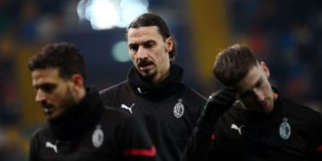 Ibrahimovic, Florenzi and Saelemaekers of AC Milan