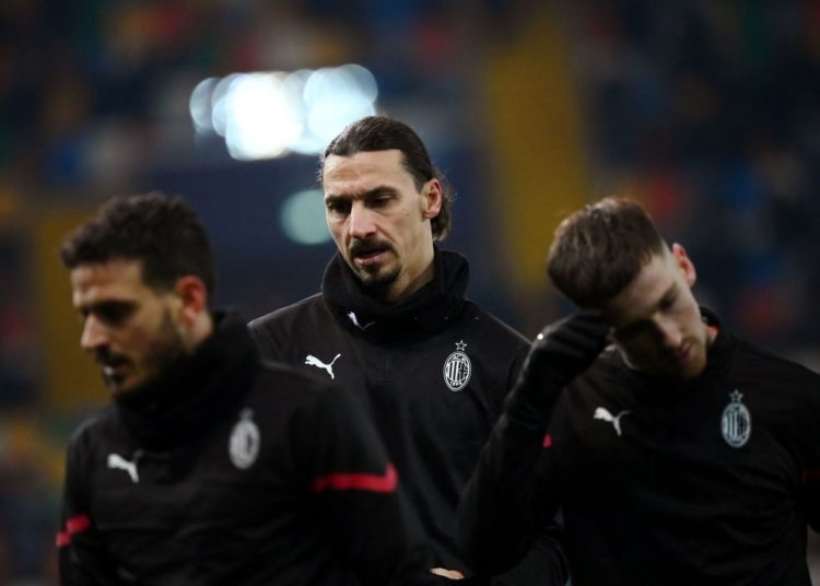 Ibrahimovic, Florenzi and Saelemaekers of AC Milan