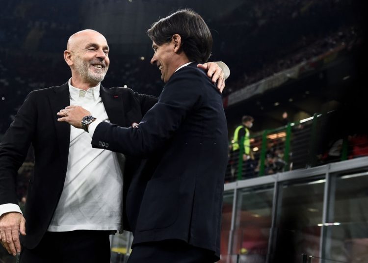 AC Milan coach Stefano Pioli and Inter's coach Simone Inzaghi