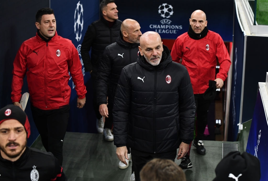 Stefano Pioli and his coaching staff of AC Milan