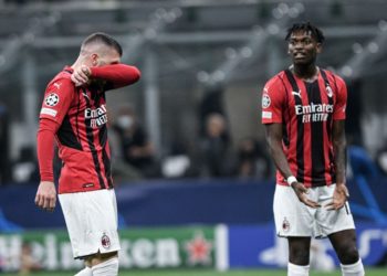 Rafael Leao and Ante Rebic of AC Milan