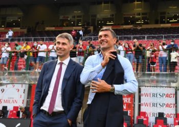 Frederic Massara and Paolo Maldini of AC Milan