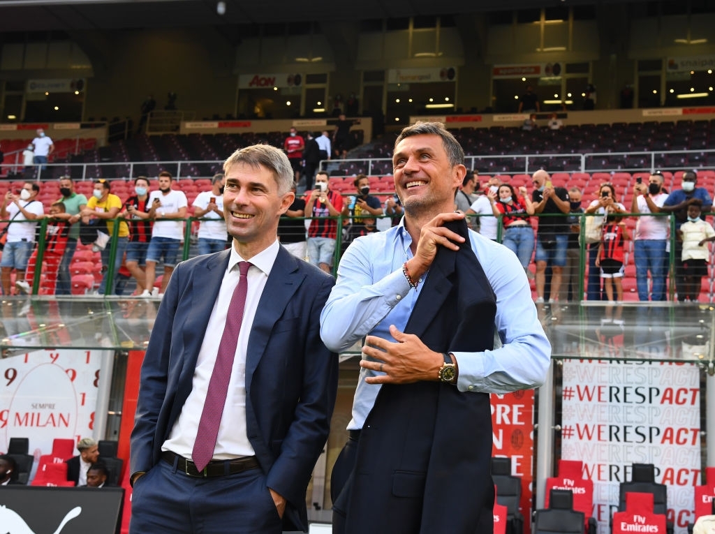 Frederic Massara and Paolo Maldini of AC Milan