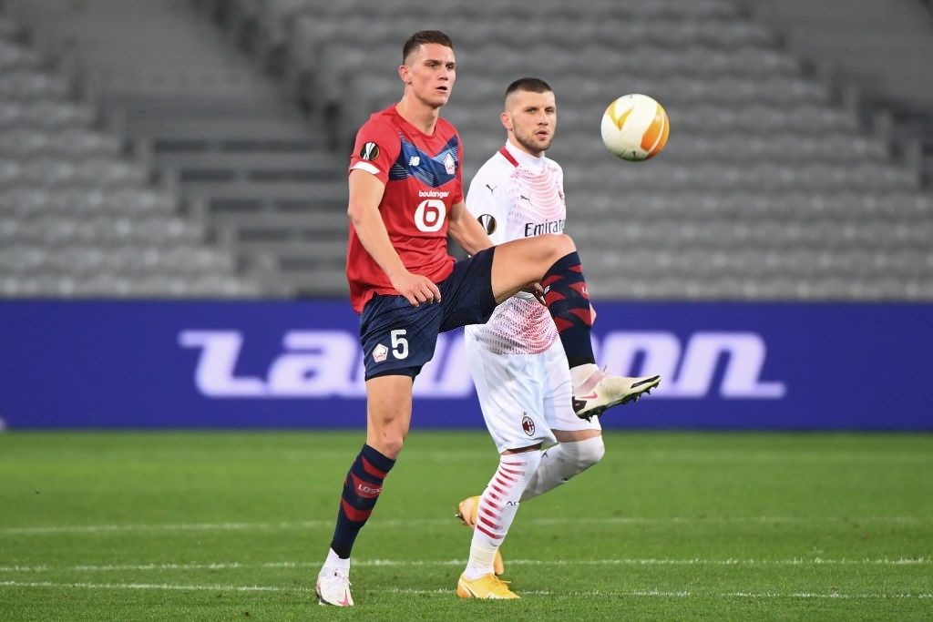 Sven Botman and Ante rebic of AC Milan