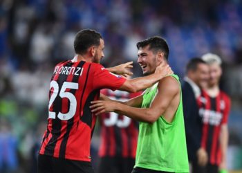 Brahim Diaz and Alessandro Florenzi of AC Milan