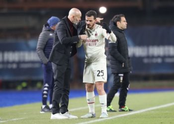 Stefano Pioli and Alessandro Florenzi of AC Milan