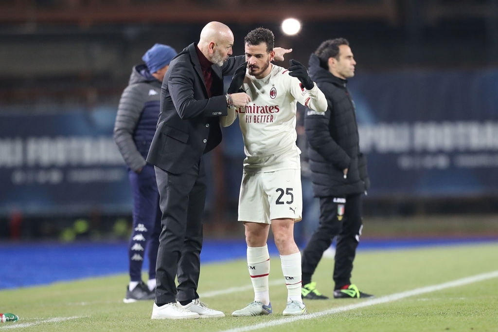 Stefano Pioli and Alessandro Florenzi of AC Milan