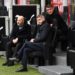 Paolo Maldini, Frederic Massara and Ivan Gazidis of AC Milan