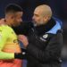 Pep Guardiola and Gabriel Jesus of Manchester City
