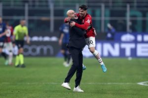 Stefano Pioli and Brahim Diaz of AC Milan