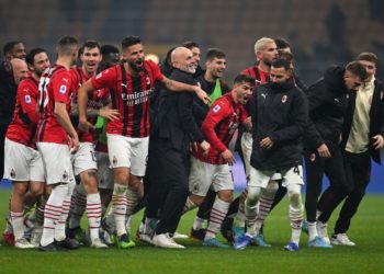 AC Milan players celebrate