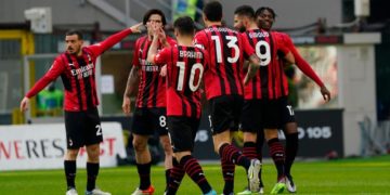 AC Milan players celebrate