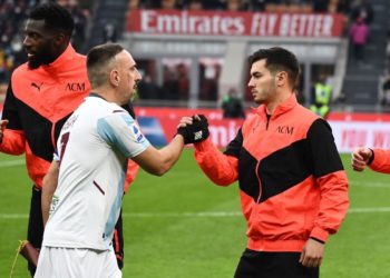 Brahim Diaz of AC Milan and Franck Ribery