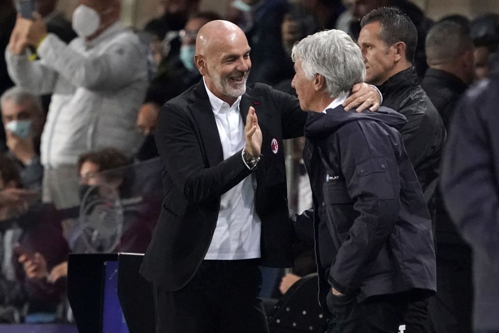 Stefano Pioli of AC Milan and Gian Piero Gasperini of Atalanta