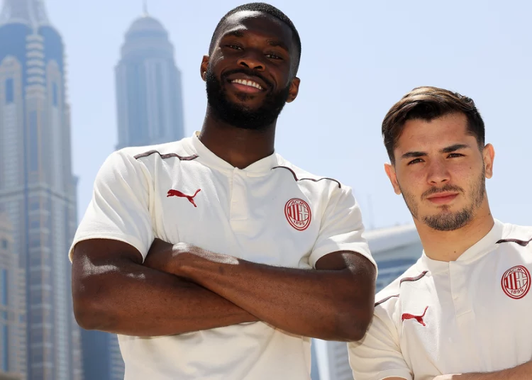 Brahim Diaz and Fikayo Tomori of AC Milan