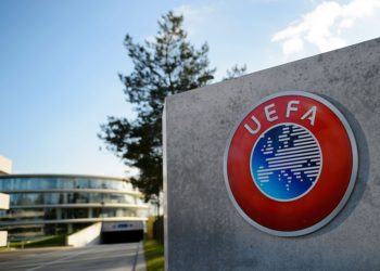 UEFA Logo in Nyon Switzerland