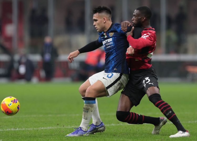 Inter's Lautaro Martinez and Fikayo Tomori of AC Milan
