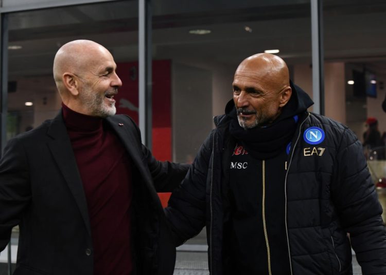 Stefano Pioli of AC Milan and Luciano Spalletti of Napoli