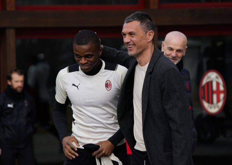 Paolo Maldini and Pierre Kalulu of AC Milan