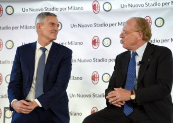 Alessandro Antonello of Inter and Paolo Scaroni of AC Milan