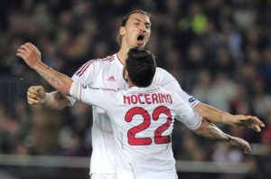 Antonio Nocerino and Zlatan Ibrahimovic of AC Milan