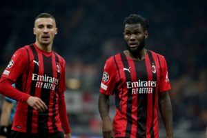 Rade Krunic and Franck Kessie of AC Milan