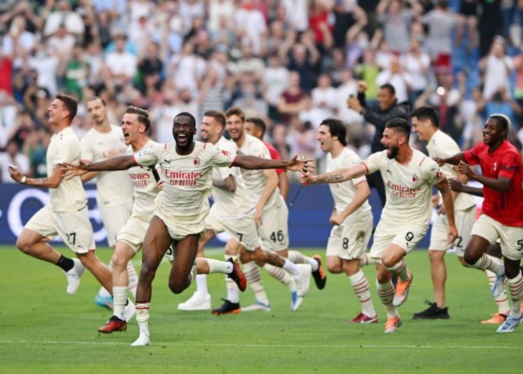 ac milan players celebrate