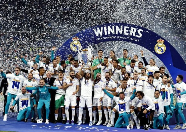 Real Madrid players celebrate