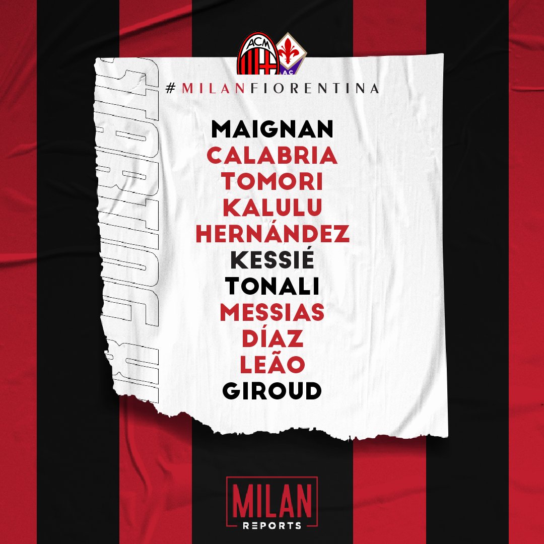 AC Milan official lineup vs Fiorentina 1/05/2022