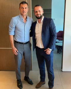 AC Milan Paolo Maldini and Elvis Basanovic