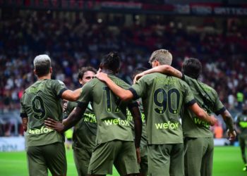 AC Milan players celebrate